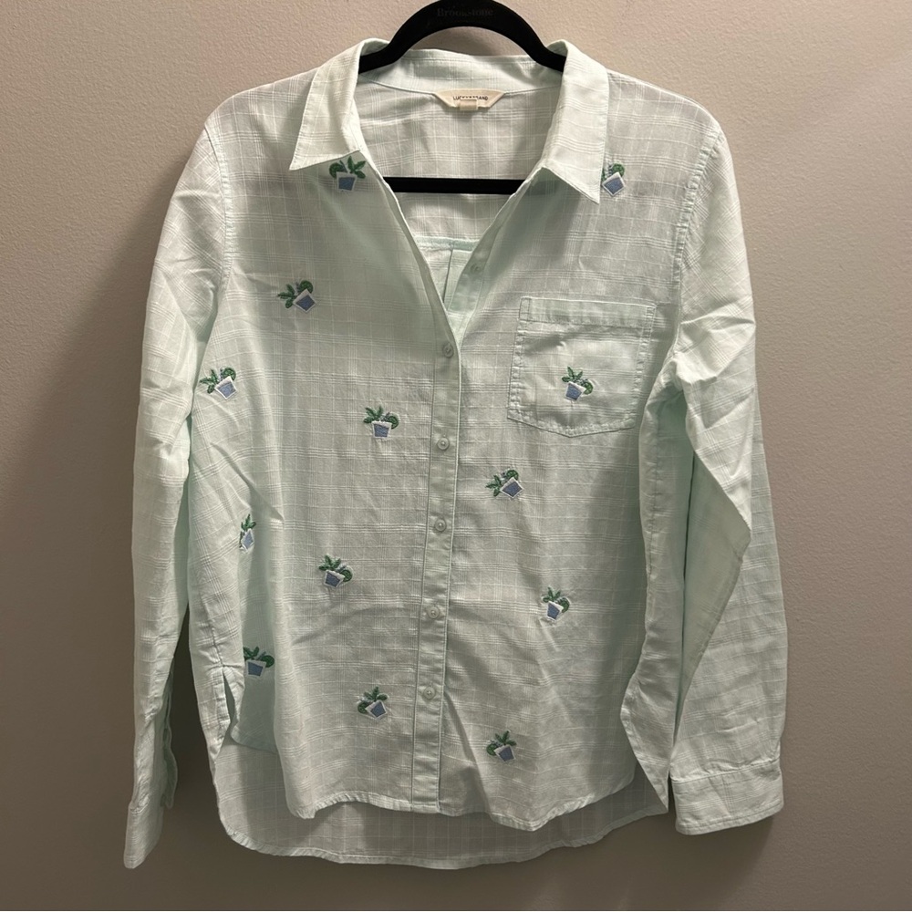 Lucky Brand Mint Embroidered Top